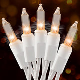 Brightown 50-Count Incandescent Mini String Lights with White Wire – 13ft Warm White Strand for Fireplace Mantle & Living Room Holiday Styling