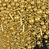 Sprinkles – Stylish Edible Gold Pearl Toppings for Picture-Perfect Home Dessert Tables, 130g Jar