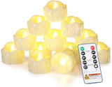 Homemory Melted-Edge LED Tea Lights – Cozy Living Room Ambiance Accent with Warm-White Flickering Glow