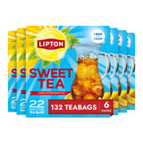 Lipton Southern Sweet Iced Tea Bags – Zero Calorie Family Size Brew for Lunchboxes and Family Dinners, 132 Bags