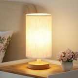Fenmzee Small Table Lamp for Bedroom - 9-Inch Minimalist Bedside Lamp with 3000K Warm LED Bulb and Clean Wood Base