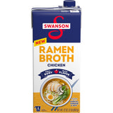 Swanson Ramen Chicken Broth – Family Kitchen Pantry Staple for Kid-Friendly Noodle Bowls, 32 oz Carton