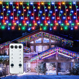 Lumivox Icicle Lights – 32.8ft Outdoor Patio String with 400 LEDs and 8 Modes for Christmas Garden Parties