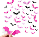 HauntNest 3D Bat Stickers – Family-Friendly DIY Halloween Craft for Kids' Bedroom and Playroom, 140pc Set
