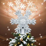 Aurora Glow Snowflake Tree Topper Projector – 3D Glitter Ceiling Light for Cozy Living Room Holiday Aesthetic