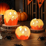 Halloween Decorations Light Up Ghost Pumpkin Set of 3 – Child-Friendly Nursery Tabletop Decor for Family-Friendly Spooky Season