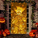 Joydia Pumpkin Halloween Door Cover – Weather Friendly Porch Banner for Front Entryway & Outdoor Fall Decor 71x35in