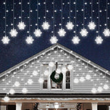 Lumiluxe Snowfall Icicle Lights – Living Room Window Curtain Decor, 8-Mode Warm White Twinkle Backdrop