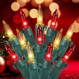 Hopolon Red Mini String Lights 2-Pack – Waterproof Patio and Bistro Outdoor Decor, 13ft Connectable Strand