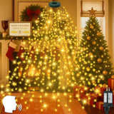 Cascadia Lights Voice-Activated Waterfall Christmas Tree Lights for Living Room Holiday Ambiance, 480 LED 12-Mode Cascading Twinkle Strings