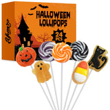 Yumzo Halloween Lollipop Suckers 24 Pack – Portable Sealed Candy for Front Porch Trick or Treat and Outdoor Fall Festival Booths