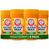 ARM & HAMMER ULTRA MAX Deodorant, Fresh Scent Solid Stick 2.6 oz, 4-Pack – Daily Self-Care Essential for Morning Routine and Mindful Grooming Ritual