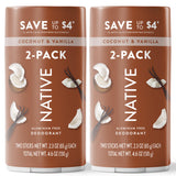 Native Coconut & Vanilla Twin Pack Deodorant – Mindful Clean Beauty Ritual for Home Bathroom Self-Care