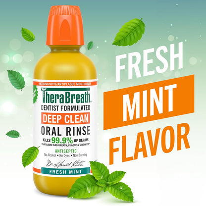 TheraBreath Deep Clean Mouthwash – Self-Care Oral Rinse for Nightly Bedtime Wellness Ritual, Fresh Mint