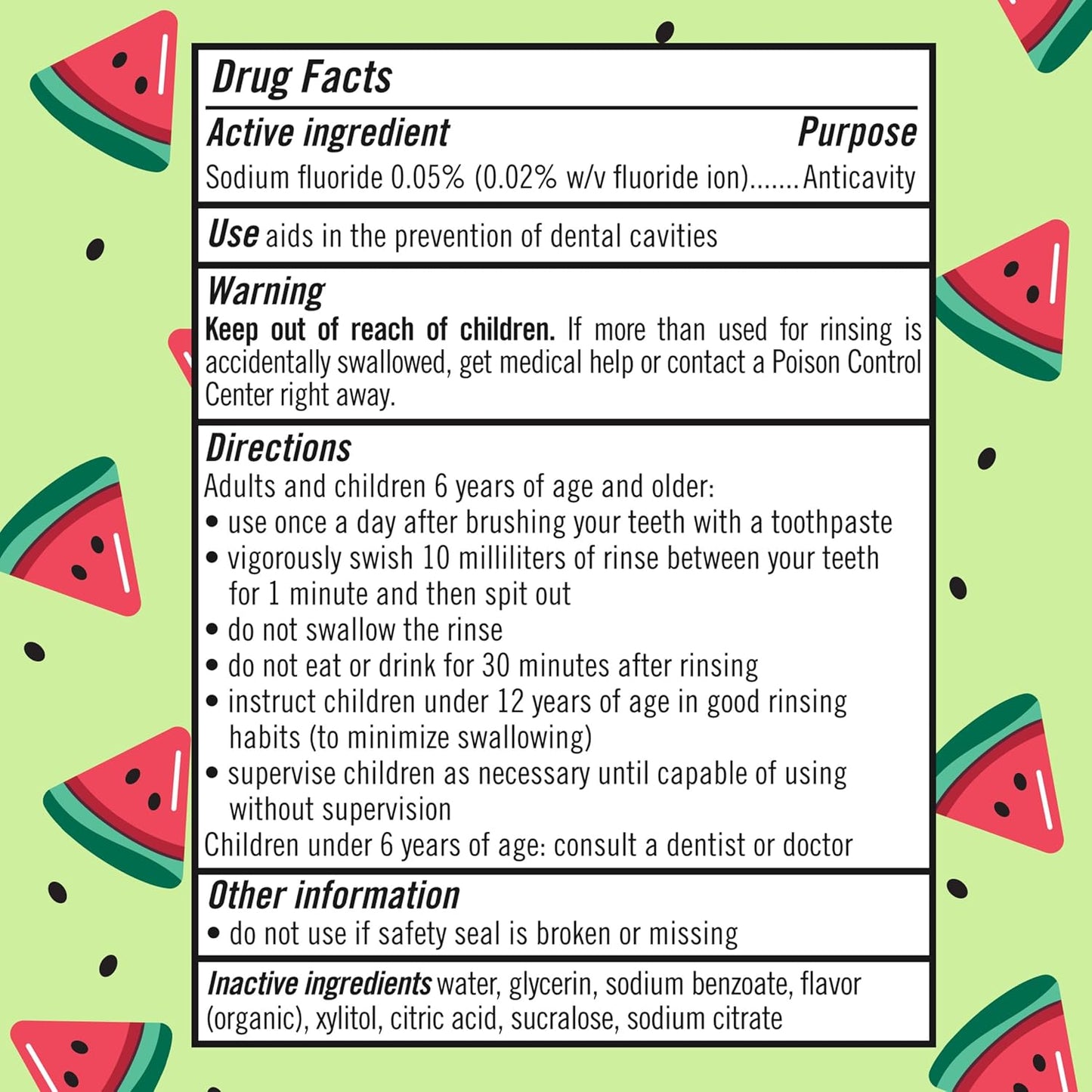 TheraBreath Kids Anticavity Mouthwash with Fluoride, Organic Watermelon Flavor – Safe Fluoride Rinse for Kids Ages 6+ and Family Bathroom Routines