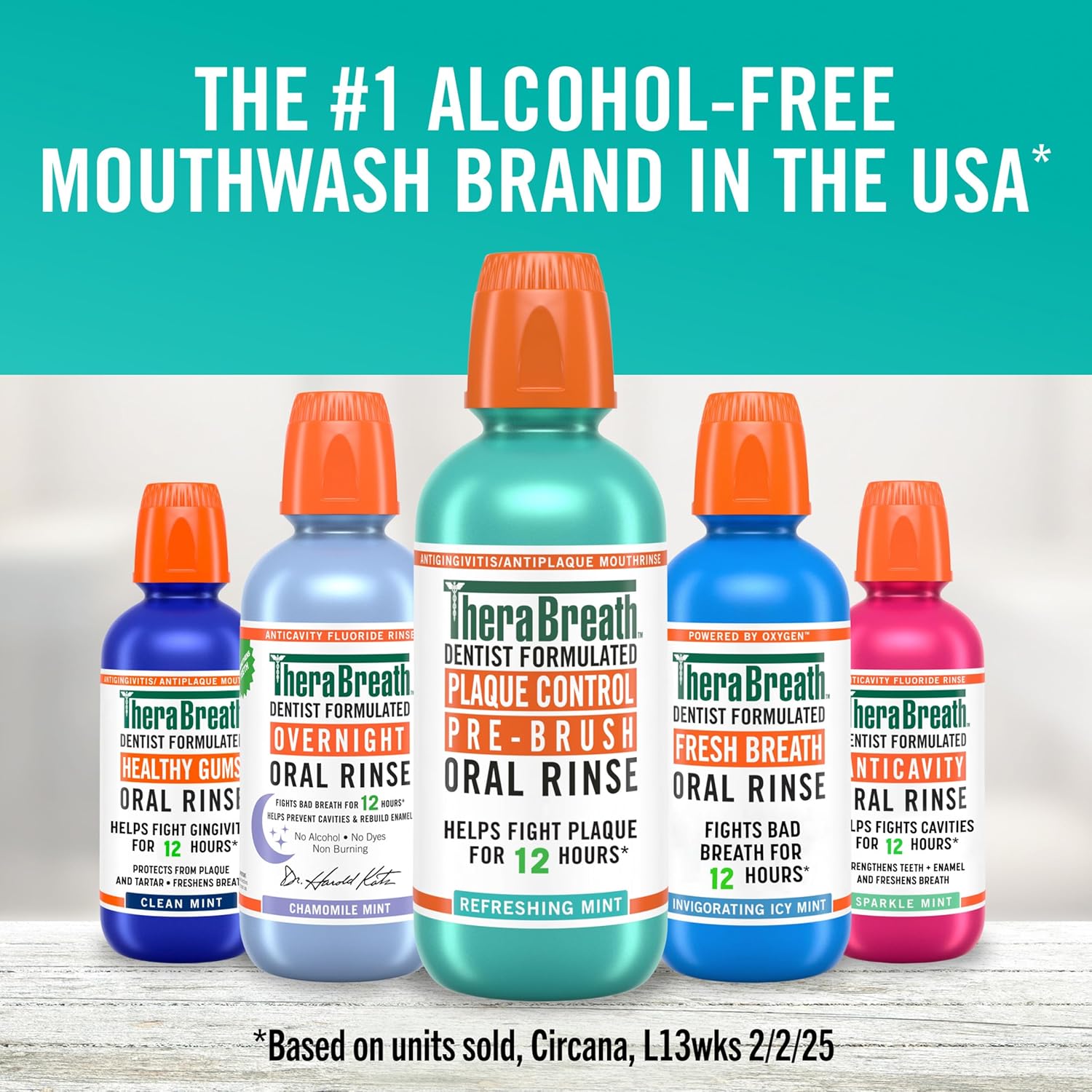 TheraBreath Pre-Brush Oral Rinse – Premium Dentist-Formulated Plaque Defense, 16 Fl Oz Pack of 2