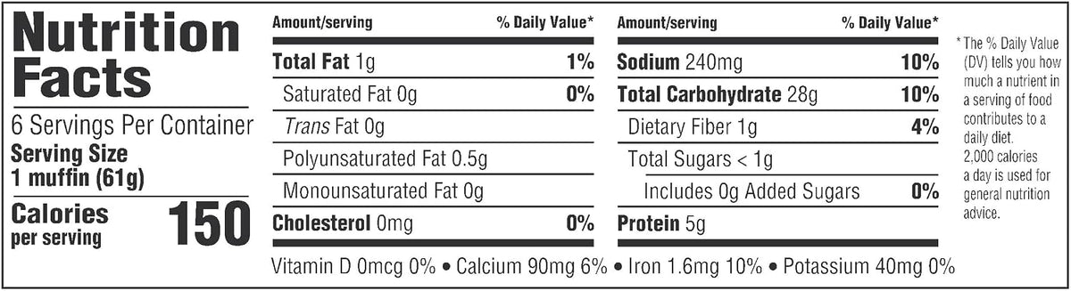 Thomas' Nooks & Crannies English Muffins, 13 oz Tray, 6 Pack – Classic Brunch Gift for Mom on Mother's Day