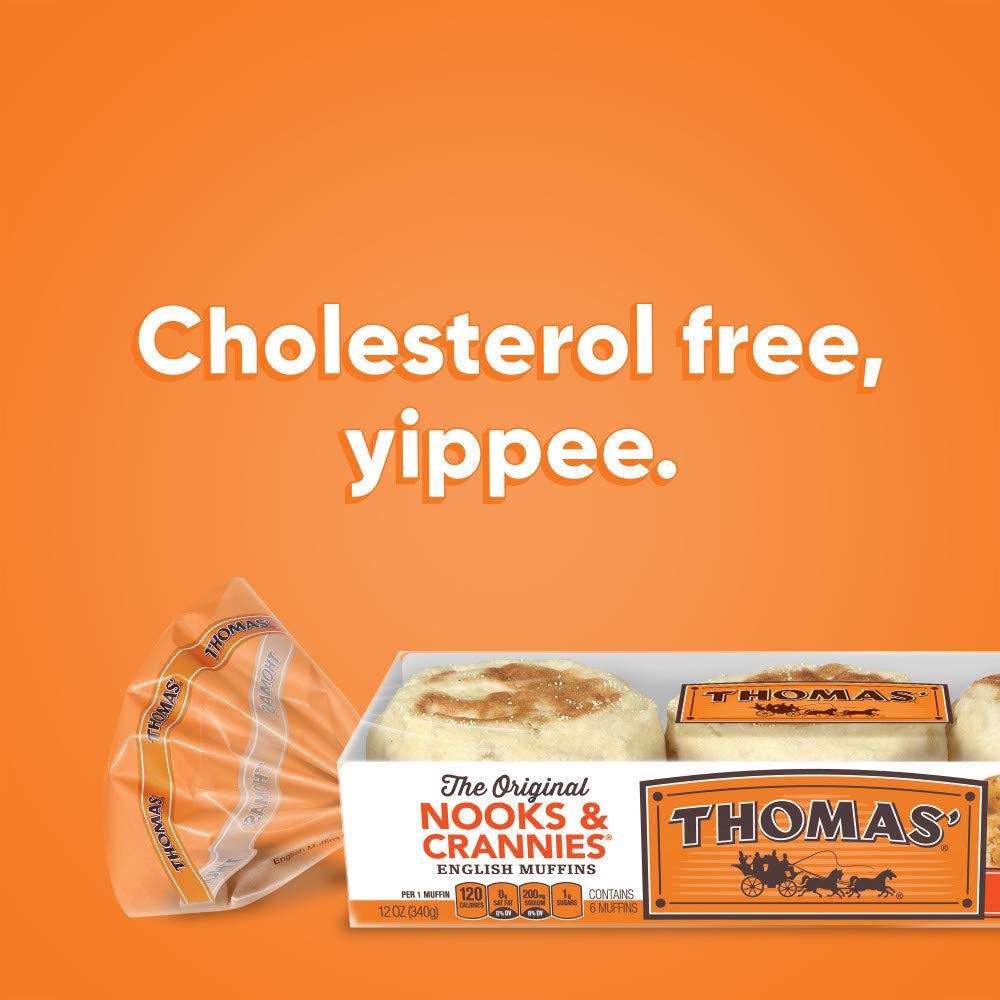 Thomas' Original English Muffins, 6 ct, 13 oz – Buttery Toast and Jam Bread for Busy Parent Weekday Breakfasts