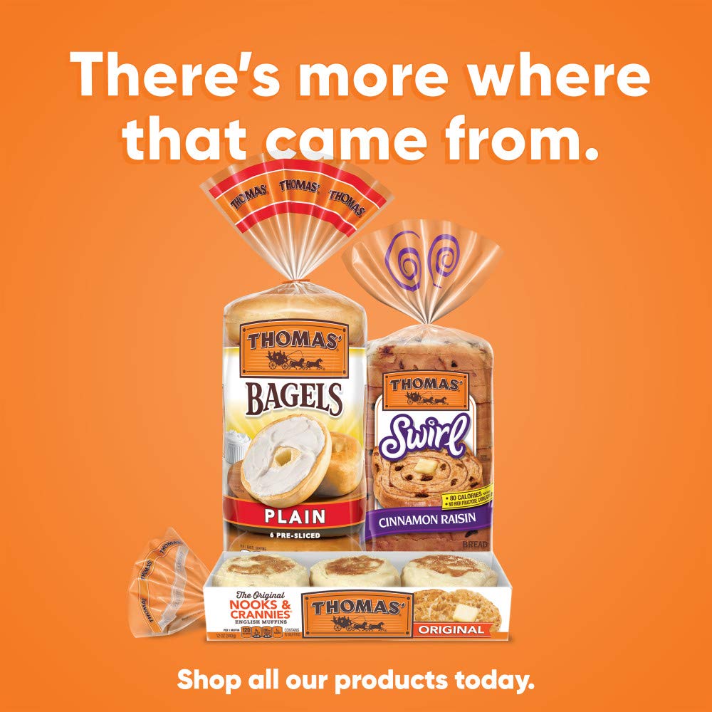 Thomas' Original English Muffins, 6 ct, 13 oz – Buttery Toast and Jam Bread for Busy Parent Weekday Breakfasts
