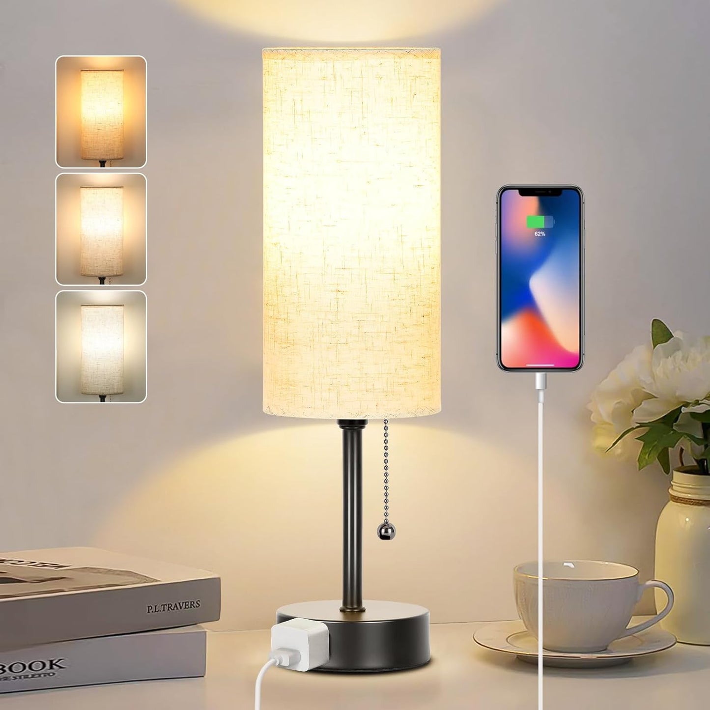 three color temperature modes: warm white 2700k, soft white 4000k, daylight white 5000k
