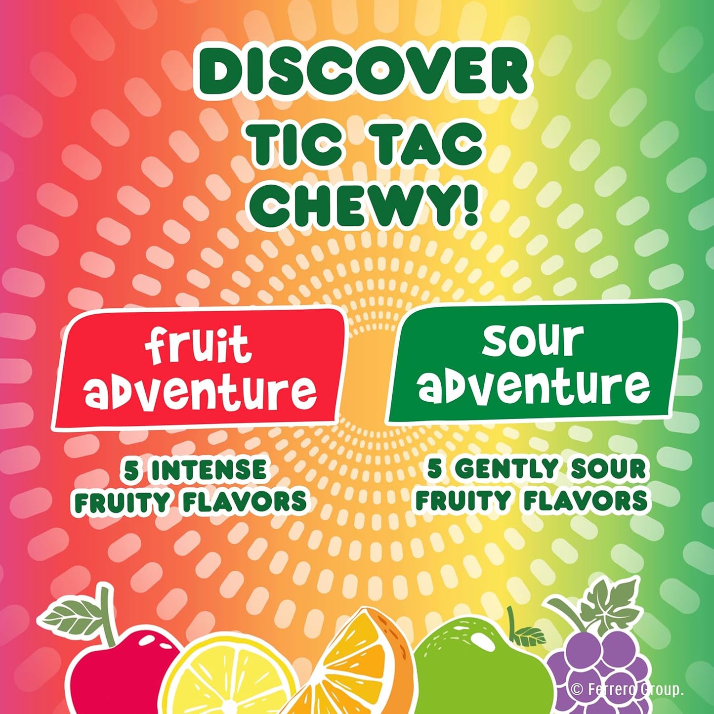 Tic Tac Chewy! Fruit Adventure Candy – No-Melt Travel Snack for Road Trips and Car Cup Holders, 7 oz