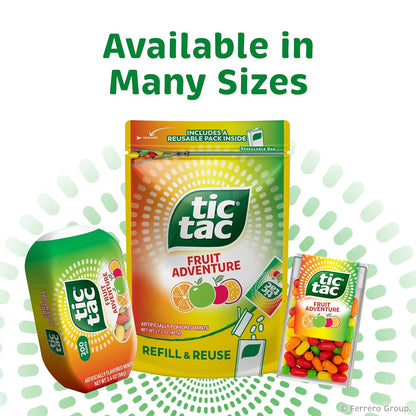 Tic Tac Fruit Adventure Hard Candy – School Carnival Prize and Classroom Reward Treat for Children, 12-Pack of 100-Count 1 oz Packs