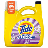 Tide Simply Liquid Laundry Detergent with Slim Bottle for Minimalist Shelving, Berry Blossom, 168 fl oz