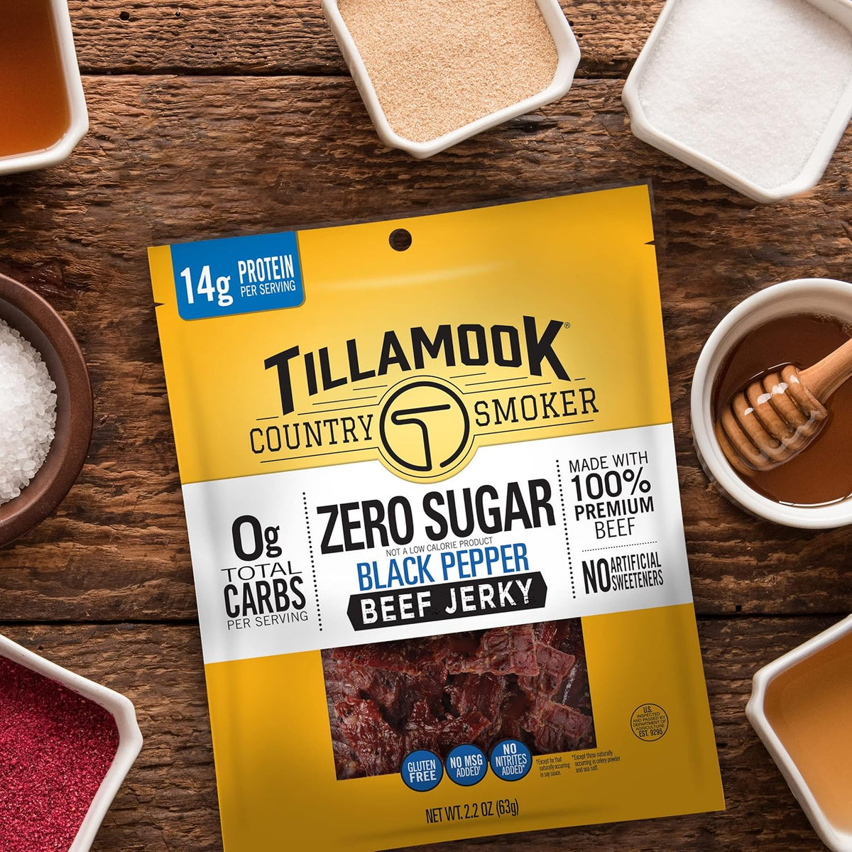 Tillamook Country Smoker Hardwood-Smoked Beef Jerky, Black Pepper, 6.5 Ounce — 14g Protein Snack That Supports Keto Self-Care Goals