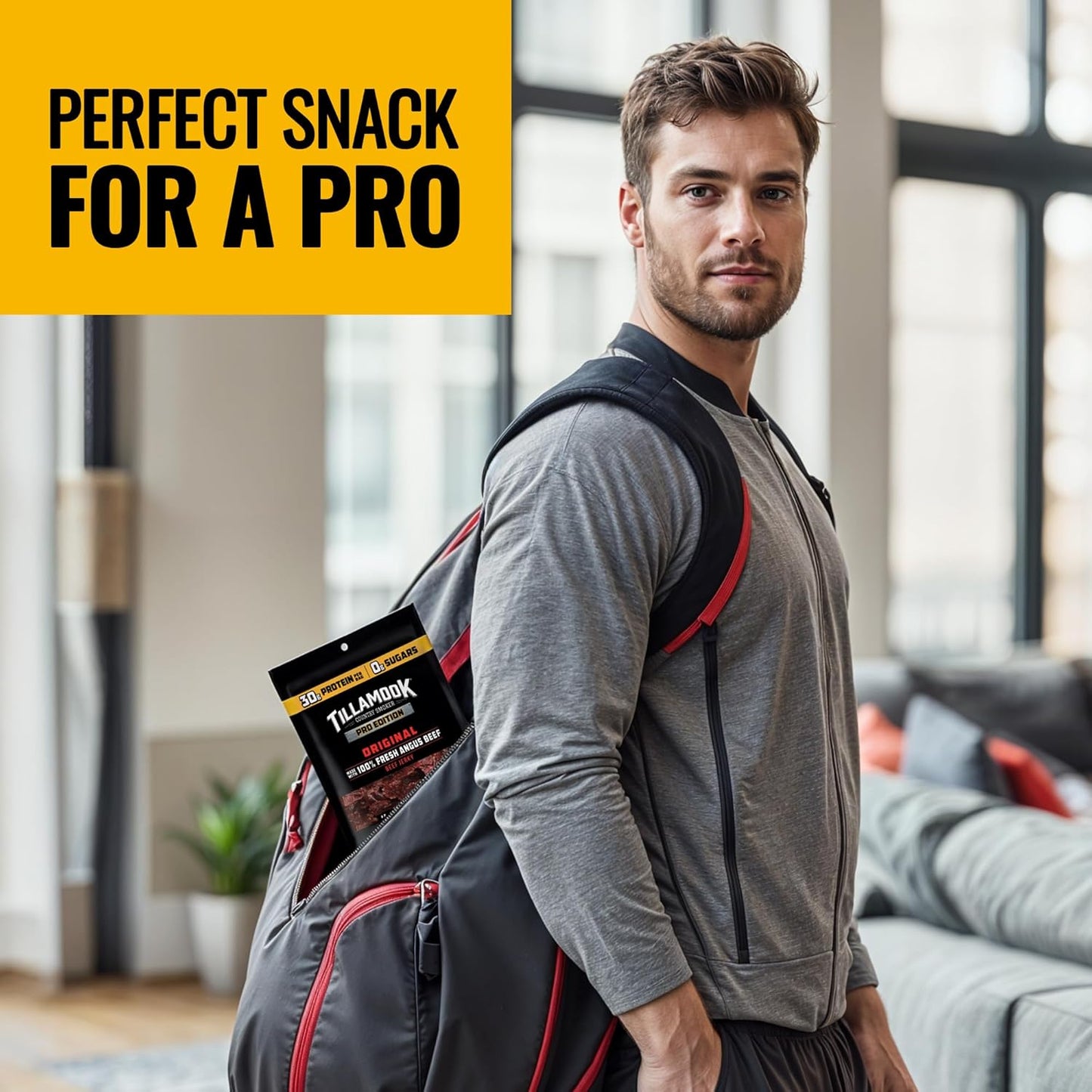 Tillamook Country Smoker PRO Edition Beef Jerky, Zero Sugar Original, 2.14 Oz Desk-Side High Protein Snack for Office Focus Between Meetings