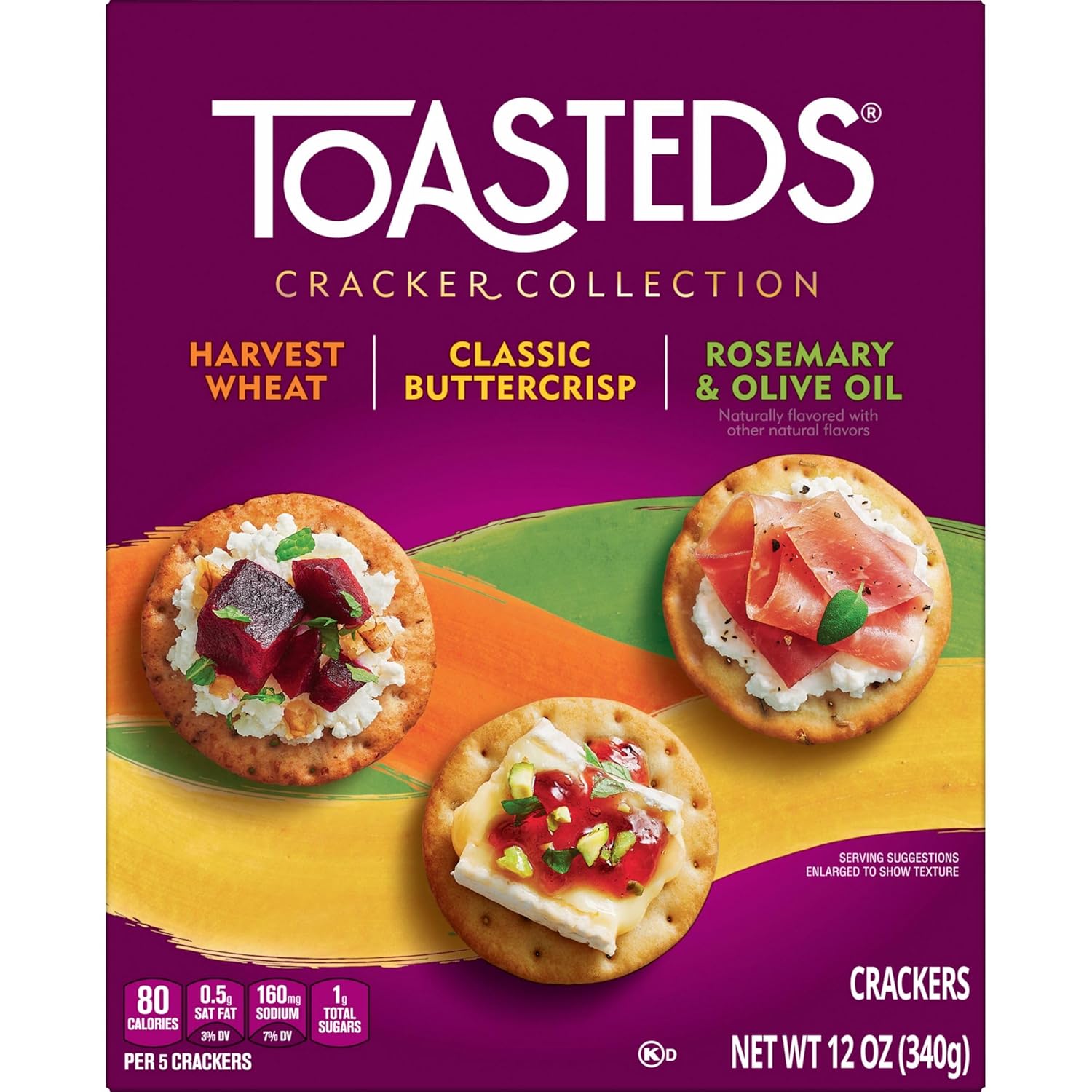 Toasteds Cracker Collection – Hostess Gift Cracker Variety Pack for Entertaining at Home, 12oz Box