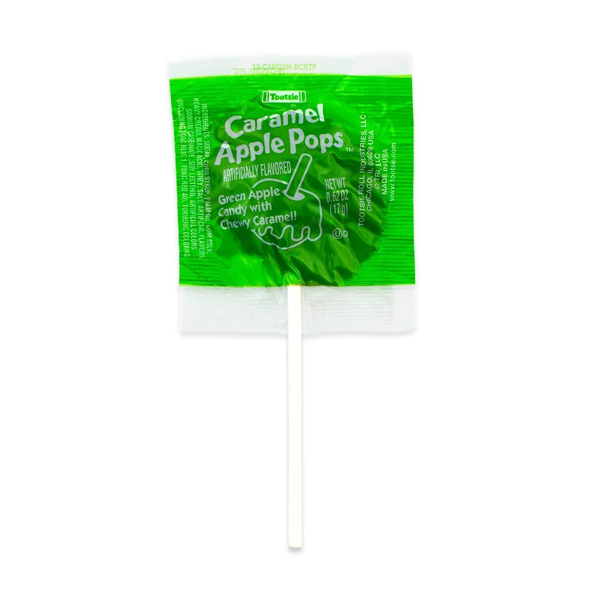 Tootsie Roll Green Apple Caramel Lollipops – Gluten-Free Trick-or-Treat Handouts, 48 Individually Wrapped Pops