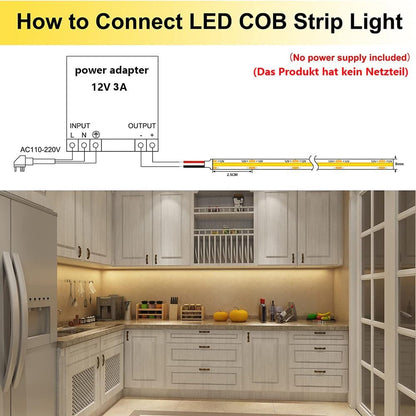 TOPAI COB LED Strip Light for Bedroom Ambient Glow, 4000Lm Warm to Cool White Accent Lighting for Living Room Walls and Headboards