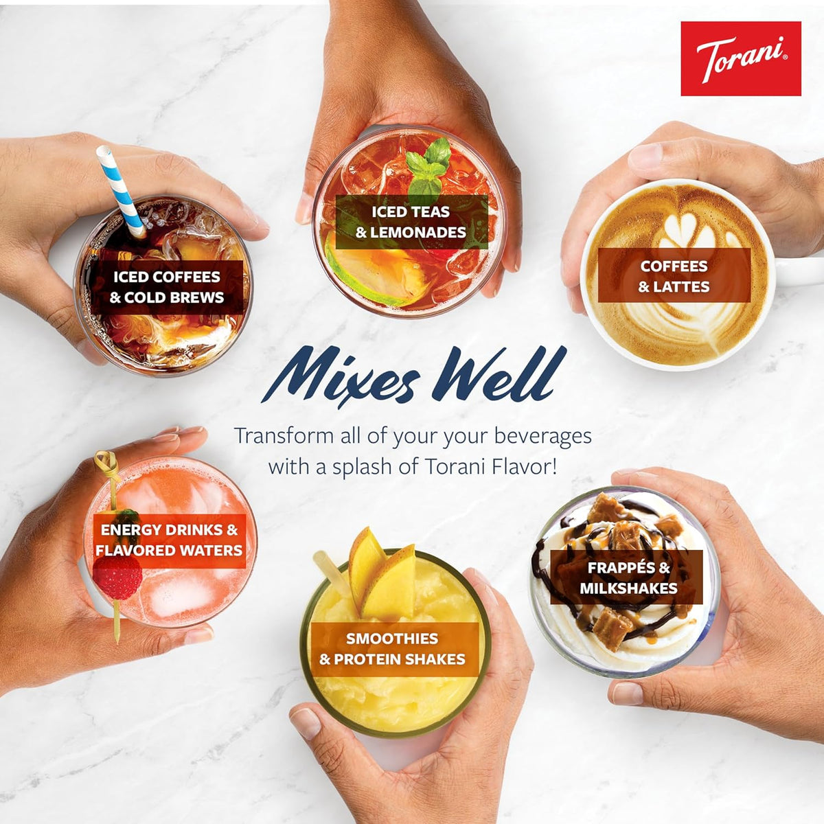 Torani Sugar Free Coffeehouse Syrup Sampler 4-Pack, Premium Gift for Her, Mom, and Keto Friends Who Love Flavored Coffee