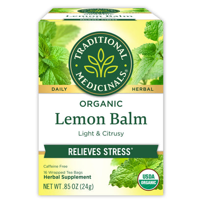 Traditional Medicinals Organic Lemon Balm Herbal Tea – Caffeine-Free Wind-Down Companion for the Self-Care Sanctuary