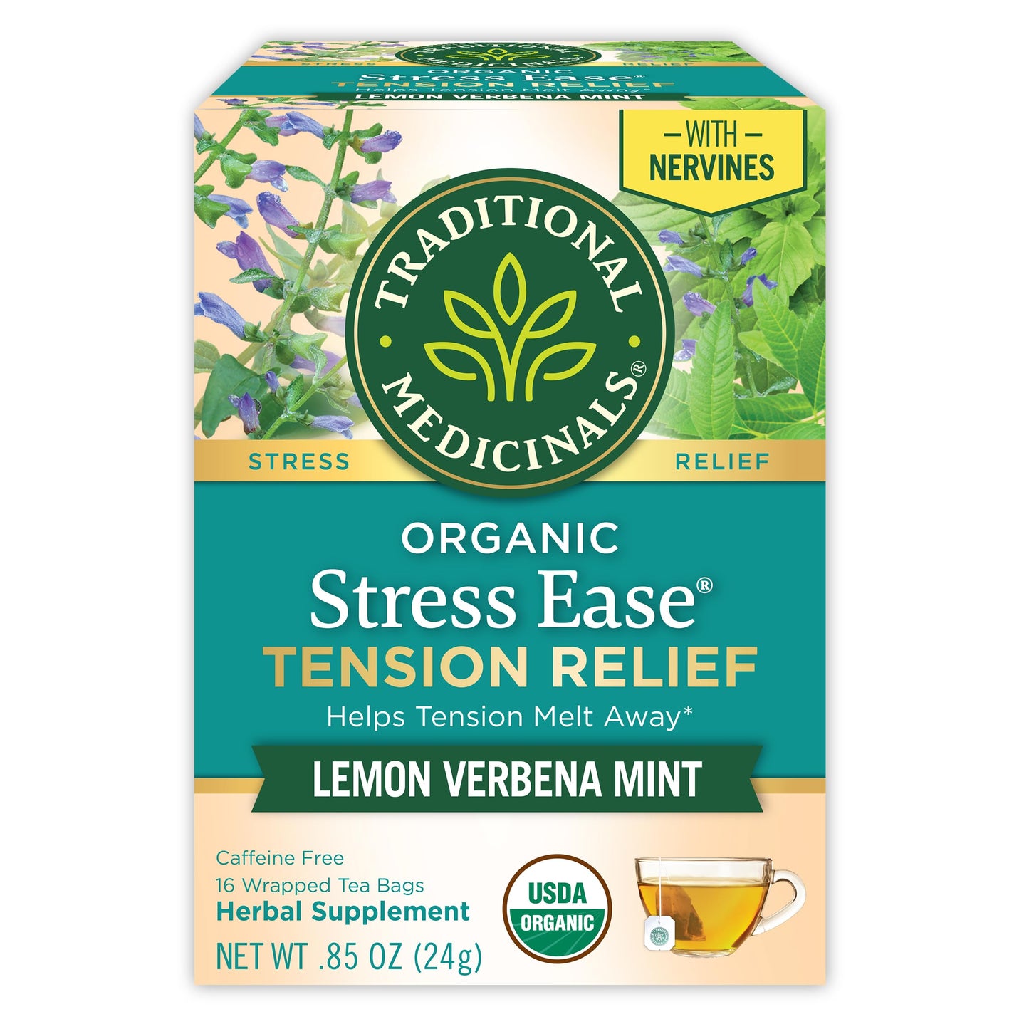 Traditional Medicinals Organic Lemon Balm Herbal Tea – Caffeine-Free Wind-Down Companion for the Self-Care Sanctuary