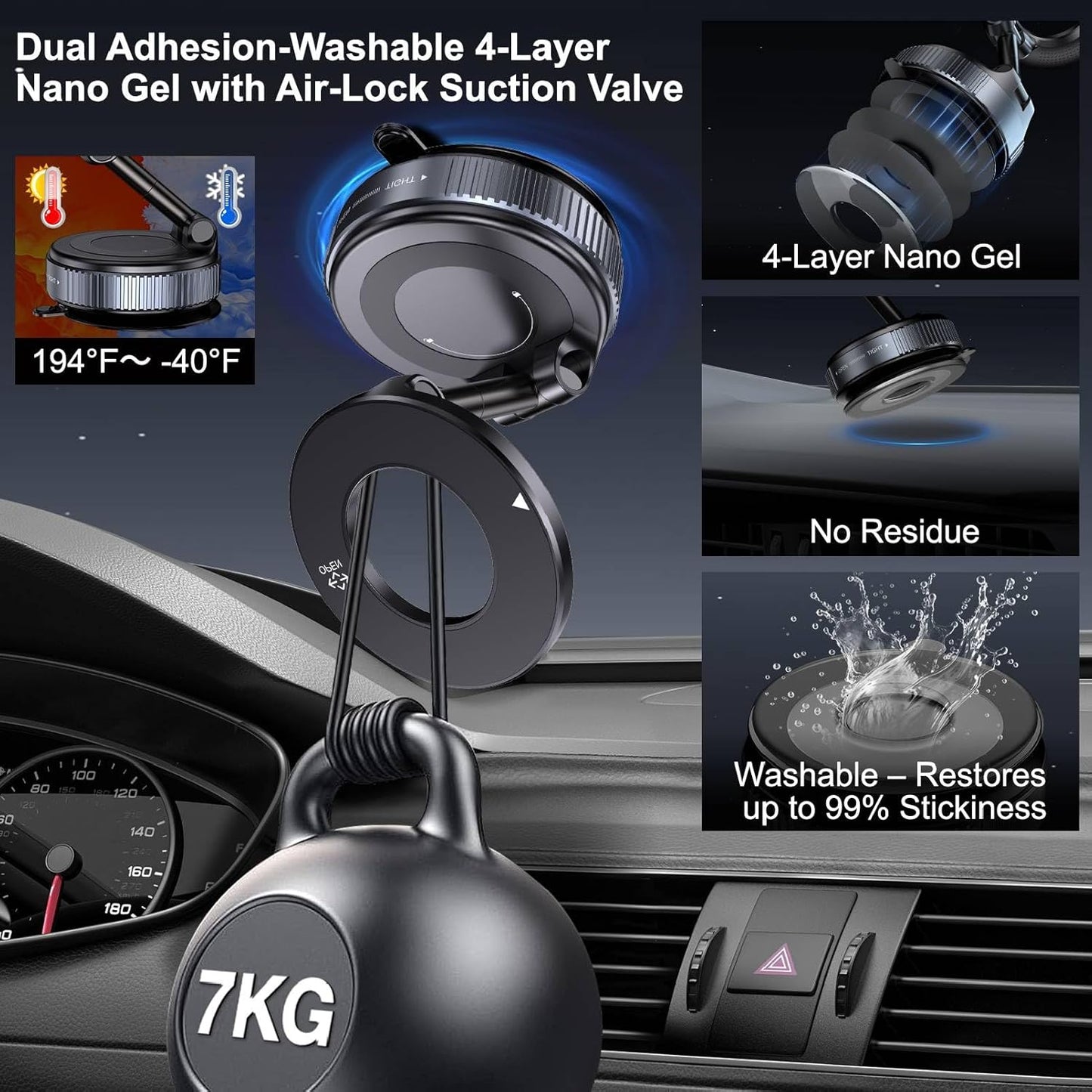 triple-axis adjustment: 360° swivel, 180° tilt, and foldable arm for portrait/landscape switching