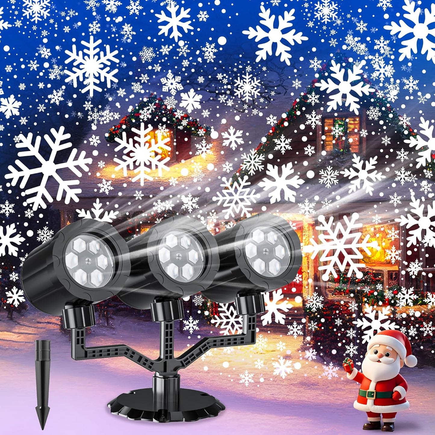 triple-head projector with 12 built-in high-brightness led beads