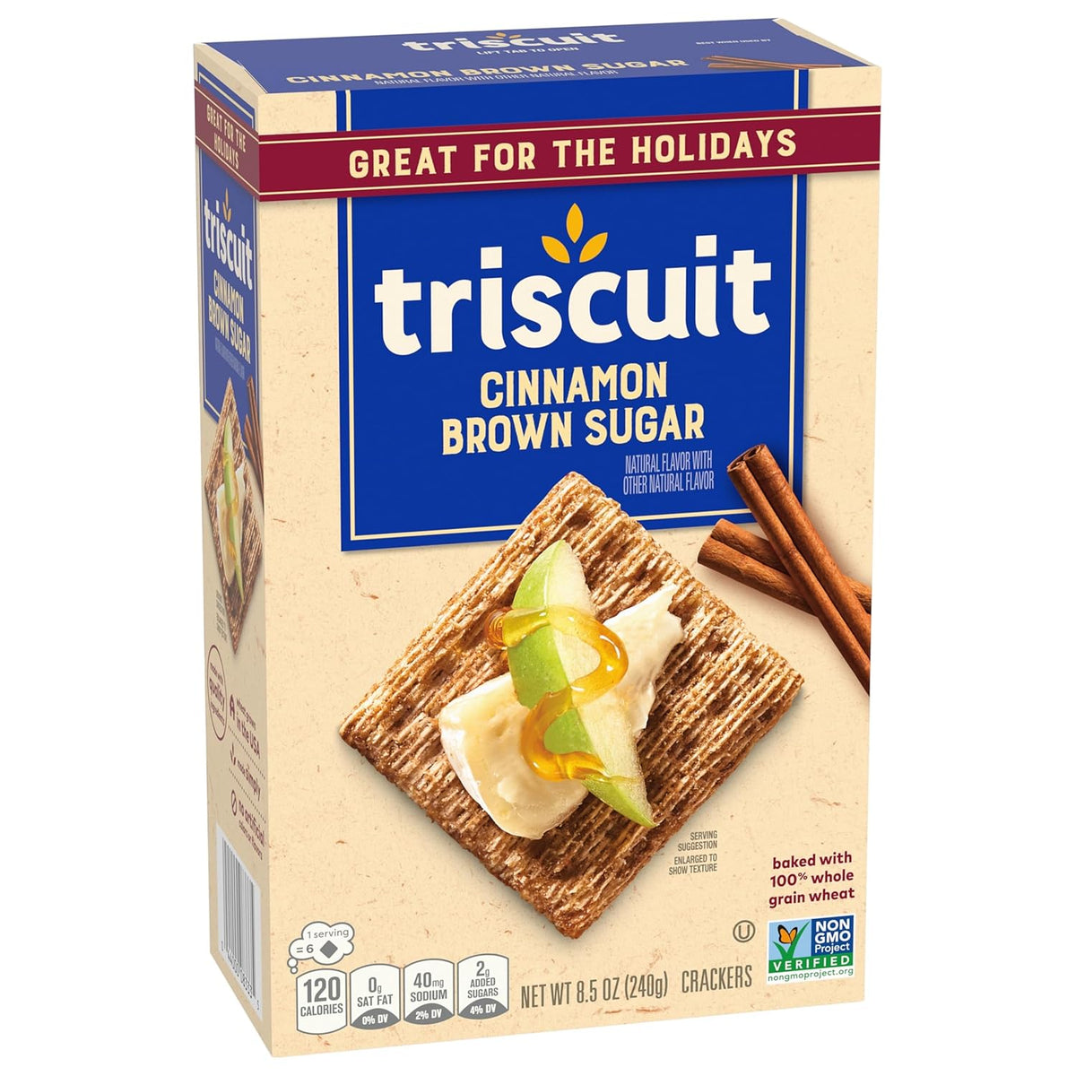Triscuit Cinnamon Brown Sugar Whole Grain Wheat Crackers, Kid-Friendly Lunch Box Snack for School