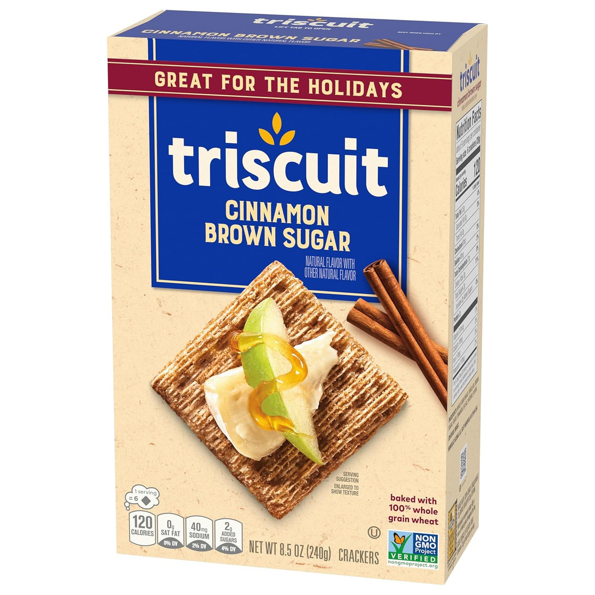 Triscuit Cinnamon Brown Sugar Whole Grain Wheat Crackers, Kid-Friendly Lunch Box Snack for School