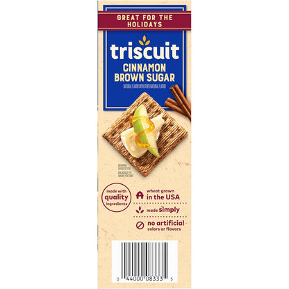 Triscuit Cinnamon Brown Sugar Whole Grain Wheat Crackers, Kid-Friendly Lunch Box Snack for School