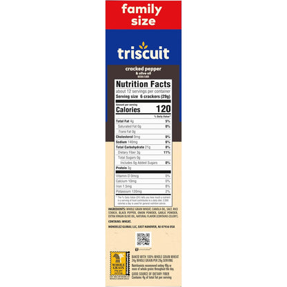 Triscuit Cracked Pepper & Olive Oil Crackers – Mild Pepper Flavor Kids Love in Lunch Boxes