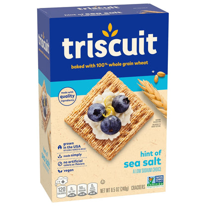 Triscuit Hint of Sea Salt Whole Grain Crackers – Kid-Friendly Lunch Box Snack for Back-to-School Prep