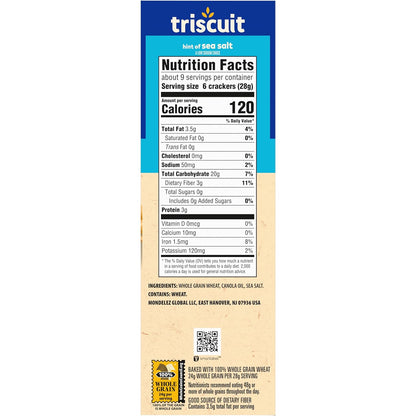 Triscuit Hint of Sea Salt Whole Grain Crackers – Kid-Friendly Lunch Box Snack for Back-to-School Prep