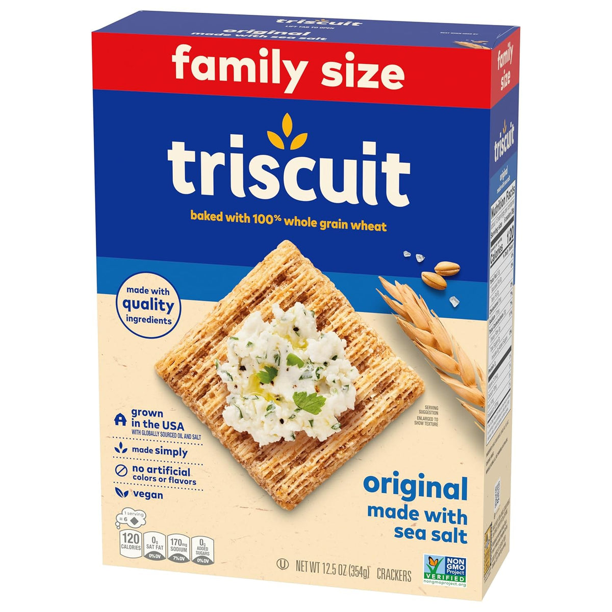 Triscuit Original Whole Grain Wheat Crackers – 0g Saturated Fat Whole Wheat Snacks for Meal Prep, 12.5 oz
