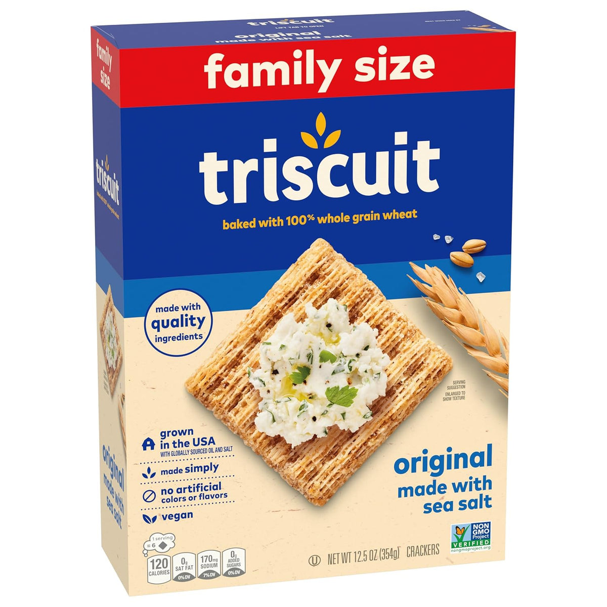 Triscuit Original Whole Grain Wheat Crackers – 0g Saturated Fat Whole Wheat Snacks for Meal Prep, 12.5 oz