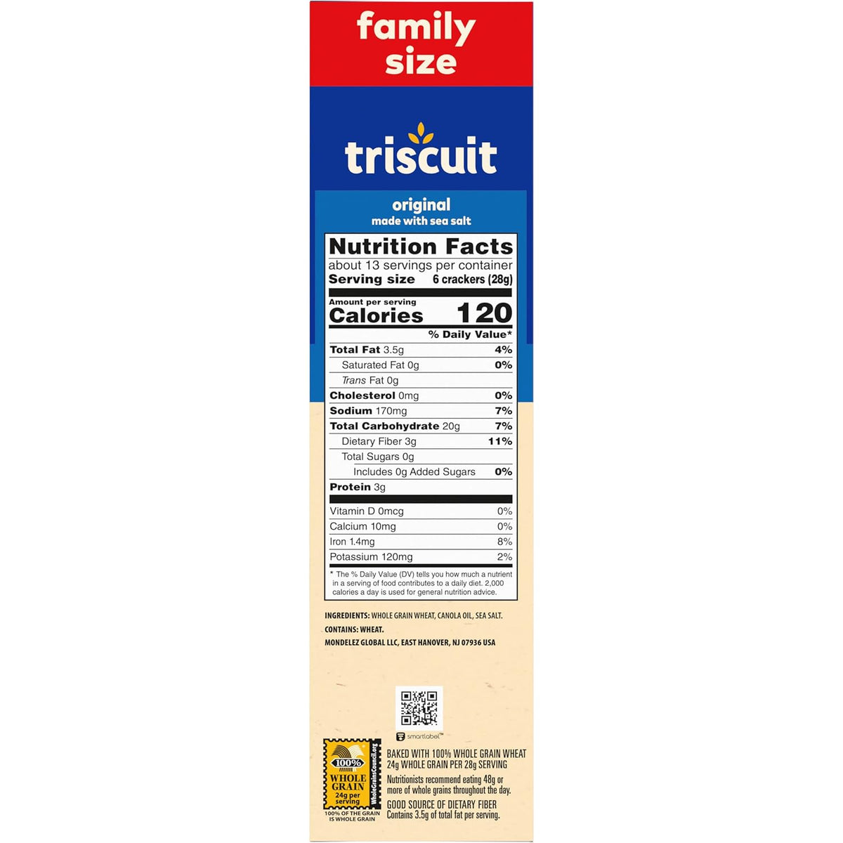 Triscuit Original Whole Grain Wheat Crackers – 0g Saturated Fat Whole Wheat Snacks for Meal Prep, 12.5 oz