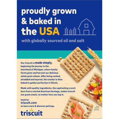 Triscuit Reduced Fat Crackers – Family Size School Lunch Box Base for Kid-Friendly Toppings