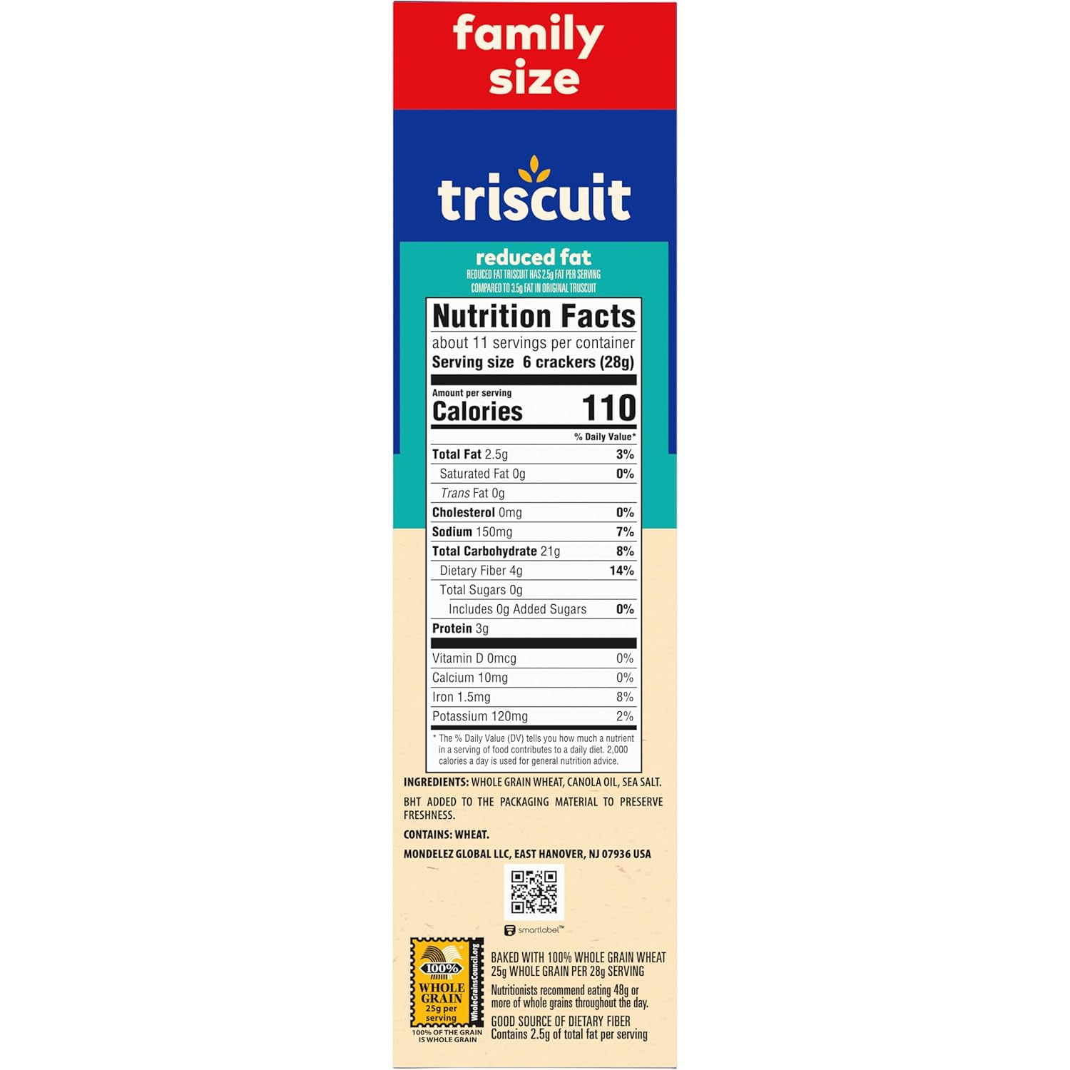Triscuit Reduced Fat Crackers – Family Size School Lunch Box Base for Kid-Friendly Toppings
