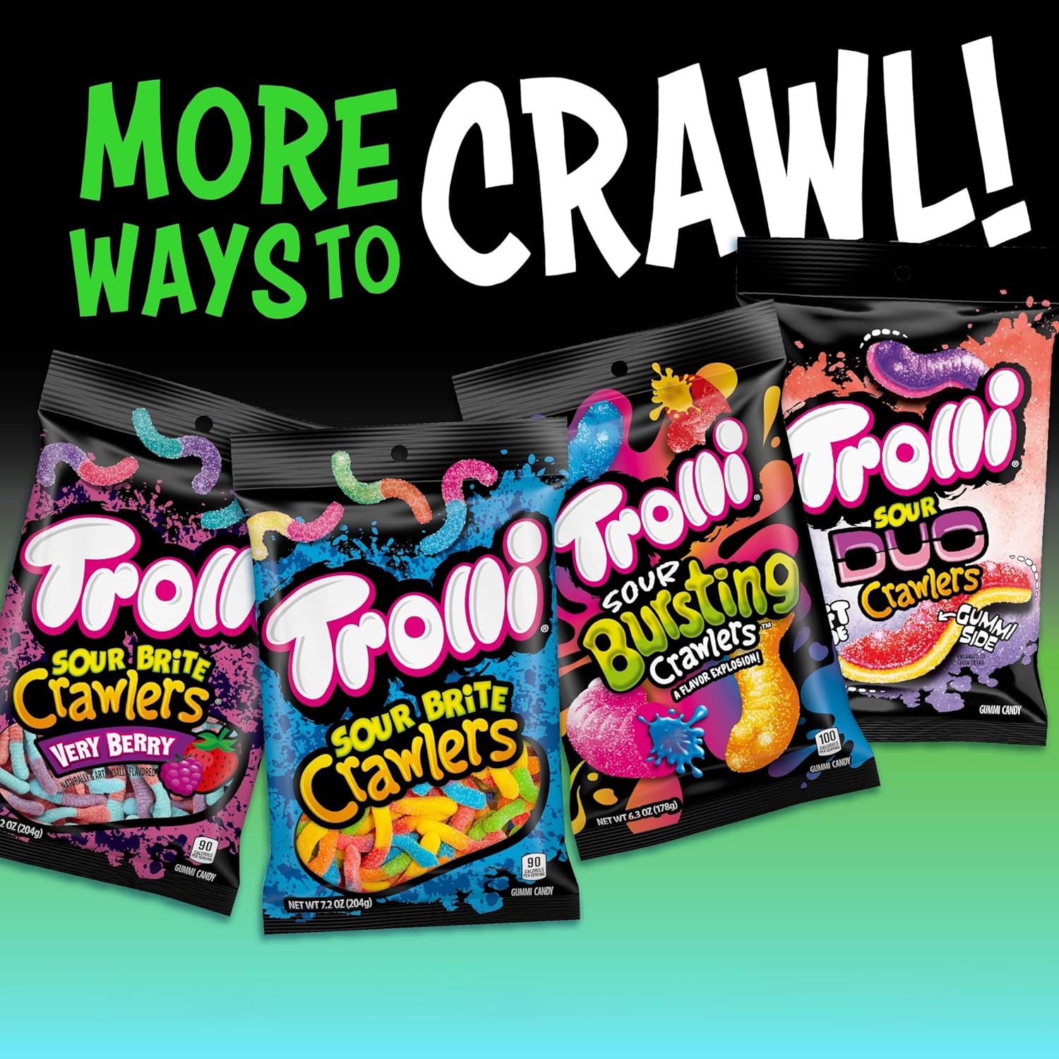 Trolli Electric Crawlers Sour Gummy Worms – Lunchbox Treat for Kids' Lunchboxes and Playdates