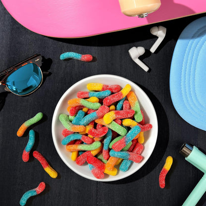 Trolli Sour Brite Crawlers Gummy Worms – Portable Sour Candy for Hiking Trails, Camping Trips and Picnic Baskets, 7.2 oz Peg Bag